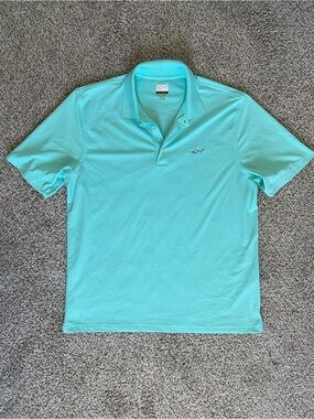 Greg Norman Men's Short-Sleeve Golf Polo in Aqua Size XL